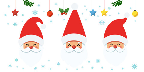 Christmas gnome vector. Cute gnomes in Santa hats in cartoon style. Greeting Christmas card with Scandinavian holiday characters isolated on dark background.