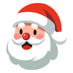 Cartoon Santa Claus head or face in flat style. Vector illustration