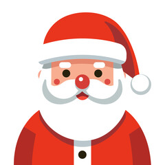 Cartoon Santa Claus head or face in flat style. Vector illustration
