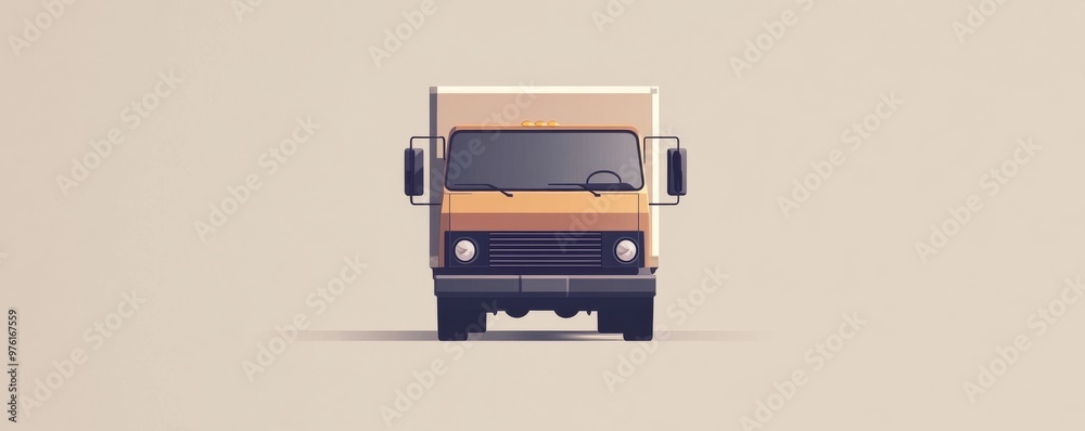 Wall mural minimalist delivery truck standing on pastel background