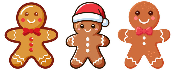 Gingerbread Man. The isolated object on a white background. Christmas cookies, frosting. Vector illustration.
