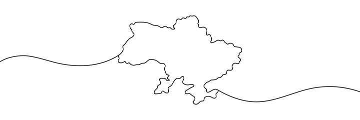 Vector map Ukraine Continuous one line drawing. Outline map. Isolated vector Illustration