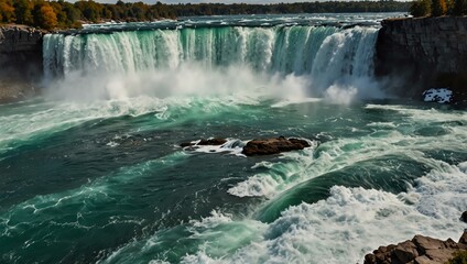 Panorama of Horseshoe Falls in Niagara Falls, Canada.