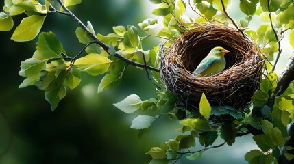 A bird&acirc;&euro;&trade;s nest high in the trees, watercolor tones symbolizing both the security and freedom of nature.