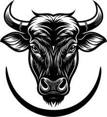 black and white bull vector, bull logo silhouette