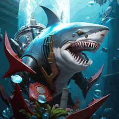 cyborg shark with armor