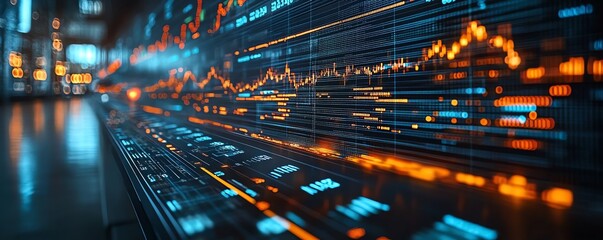 A dynamic view of financial data on a digital interface, showcasing vibrant graphs and analytics for modern stock market trends.