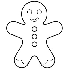 A gingerbread cookie outline with simple details for eyes, mouth, and buttons