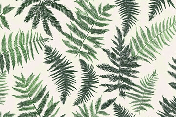  background with jungle fern leaves isolated against white background