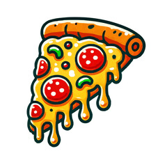 Melting Cheese Pizza Slice Vector Illustration