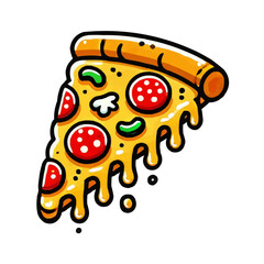 Melting Cheese Pizza Slice Vector Illustration