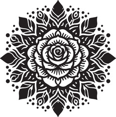 a simple rose mandala design silhouette vector style 