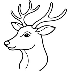 A simple reindeer profile, focusing on the antlers and face in sleek line ar