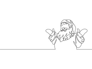 Continuous one line drawing of Santa Claus. Santa Claus vector illustration eps 10