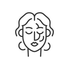 Line art illustration of a womans face with wrinkles