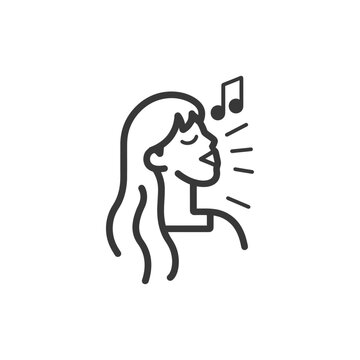 singing woman outline with musical note clip art preview