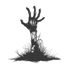 Obraz premium A skeletal hand reaching from the grave with a skull