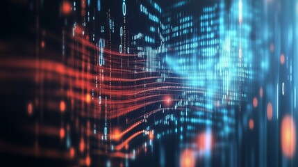  Un flusso di dati binari scorre attraverso uno spazio virtuale, rappresentando il flusso continuo di informazioni e la connessione digitale tra sistemi tecnologici.