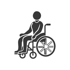 Fototapeta premium A stick figure person sitting in a wheelchair