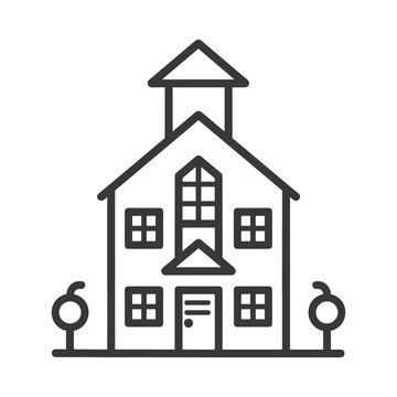 black line art school building clip art preview