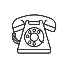 Line art illustration of a vintage rotary phone