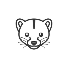 Line art illustration of a weasels head