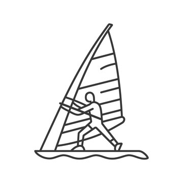 recommend clip art: Line art illustration of a windsurfer