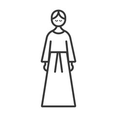 Line Art Illustration of a Woman in a Long Dress