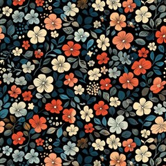 A black and white floral pattern with white flowers