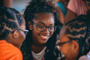 youth empowerment initiative diverse group of african american students collaborating on community service project lifestyle photography