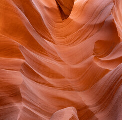 Naturally Carved sandstone walls of Antelope Canyon
