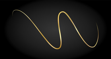 Obraz premium Golden doodle abstract line. Hand drawn curly swishes