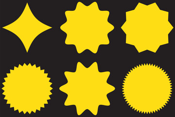 Star burst sticker vector set. Stars collection. Star icons. Starburst flower sale badge. Star blank label, stickers emblem. Shine symbol illustration. Sun ray frames, quality signs, sale icon