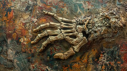 Skeletal Hand: A Grunge Abstract Art