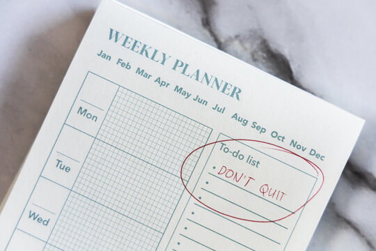 Motivational note on a planner