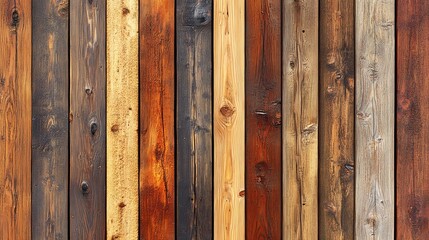 A rustic wood plank wall with a variety of colors and textures.