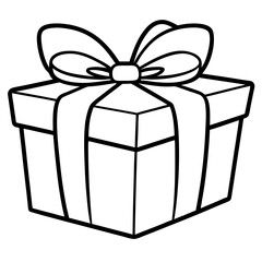 A wrapped present with a bow on top, using clean lines to show the ribbon and folds