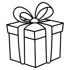 A wrapped present with a bow on top, using clean lines to show the ribbon and folds