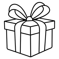 A wrapped present with a bow on top, using clean lines to show the ribbon and folds