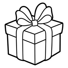 A wrapped present with a bow on top, using clean lines to show the ribbon and folds