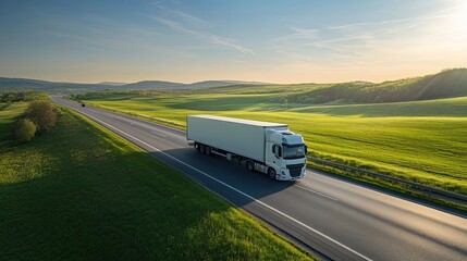 Semi-Truck Driving on a Highway