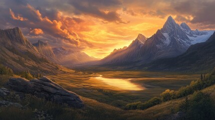 Golden Hour Mountain Valley