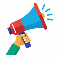A hand holding a megaphone vector on white background