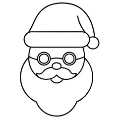 A minimalist representation of Santa’s face, featuring his hat, beard, and glasses