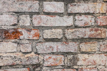 Old brick wall. Red brick. Close up.