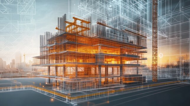 Construction Blueprint of a Skyscraper