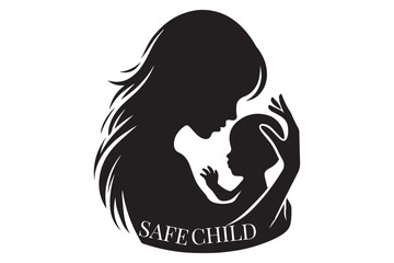 save the children sillhouete, typhography vector and illustration