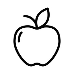 Simple vector icon of an apple, representing health, nutrition, and fresh food in a minimalist style. Editable stroke.