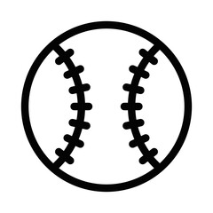 Simple vector icon of a baseball, representing sports, outdoor games, and athletic activities. Editable stroke.
