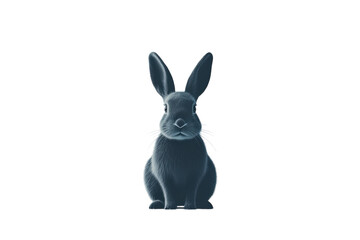 Obraz premium Black rabbit sitting upright isolated on a white background. PNG transparent.